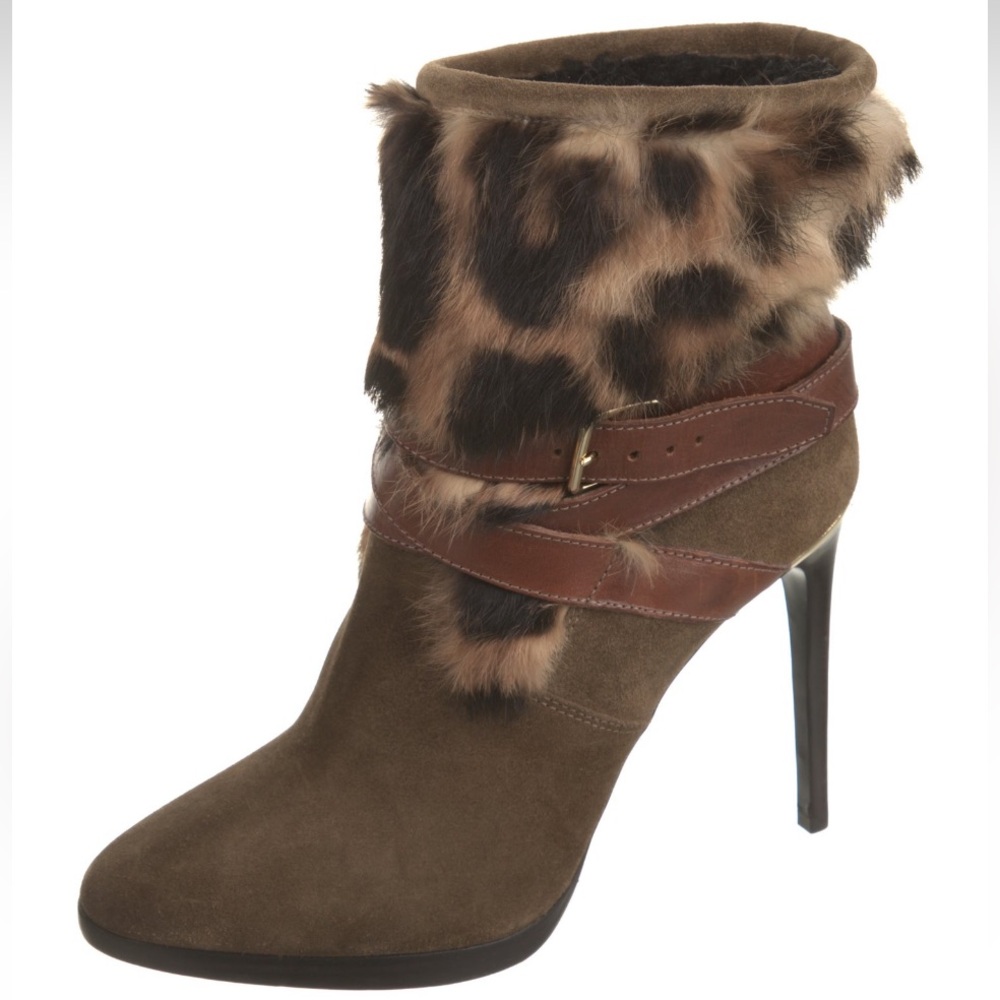 Burberry Suede & Fur Leopard Boots - Size IT 39.5